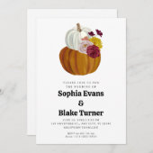 Orange and White Fall Pumpkin White Wedding Einladung (Vorne/Hinten)