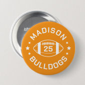 Orange and White Football Player Jersey Nummer Button (Vorne & Hinten)