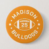 Orange and White Football Player Jersey Nummer Button (Vorderseite)
