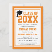 Orange and White Foto Graduation Party Einladung (Vorderseite)