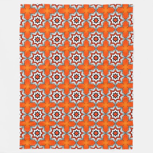Orange and white geometric mandala pattern Towel Fleecedecke (Vorderseite)
