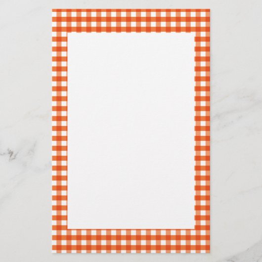 Orange and White Gingham Pattern Briefpapier (Vorderseite)