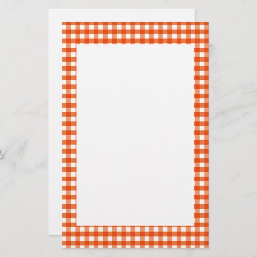 Orange and White Gingham Pattern Briefpapier (Vorne/Hinten)