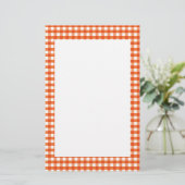 Orange and White Gingham Pattern Briefpapier (Stehend Vorderseite)