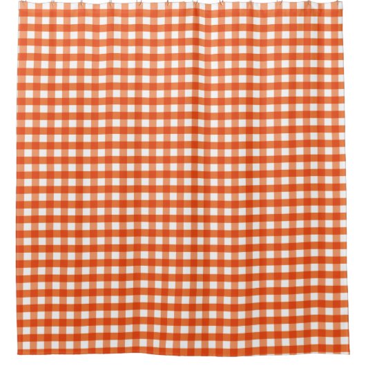 Orange and White Gingham Pattern Duschvorhang (Vorderseite)