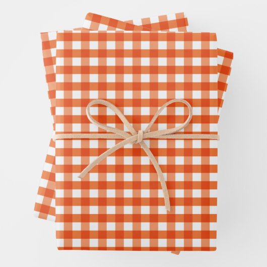 Orange and White Gingham Pattern Geschenkpapier Set (Beispiel)
