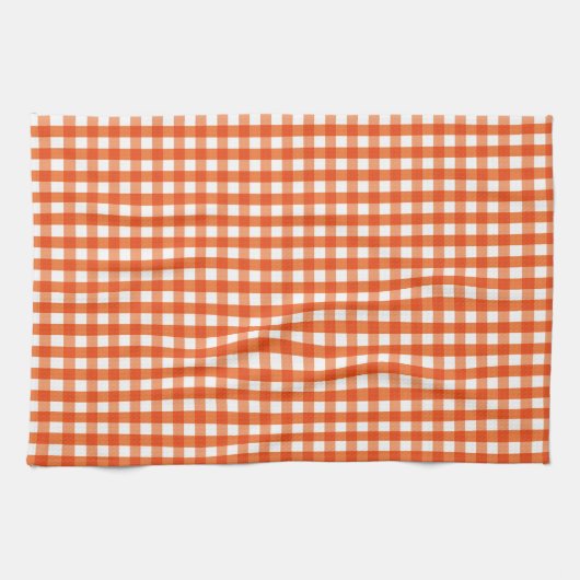 Orange and White Gingham Pattern Handtuch (Horizontal)