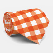 Orange and White Gingham Pattern Krawatte (Gerollt)