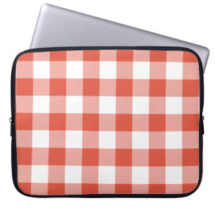 Orange and White Gingham Pattern Laptopschutzhülle