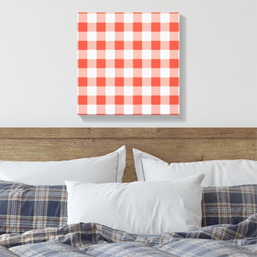 Orange and White Gingham Pattern Leinwanddruck (Insitu (Schlafzimmer))
