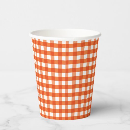 Orange and White Gingham Pattern Pappbecher (Rechts)