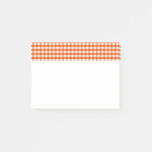 Orange and White Gingham Pattern Post-it Klebezettel