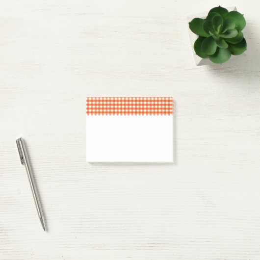 Orange and White Gingham Pattern Post-it Klebezettel (Büro)