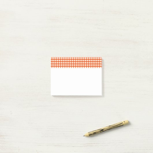 Orange and White Gingham Pattern Post-it Klebezettel (Auf Schreibtisch)