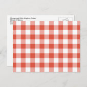 Orange and White Gingham Pattern Postkarte (Vorne/Hinten)