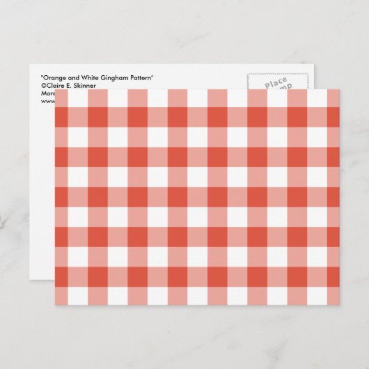 Orange and White Gingham Pattern Postkarte (Vorne/Hinten)