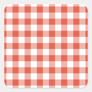 Orange and White Gingham Pattern Quadratischer Aufkleber