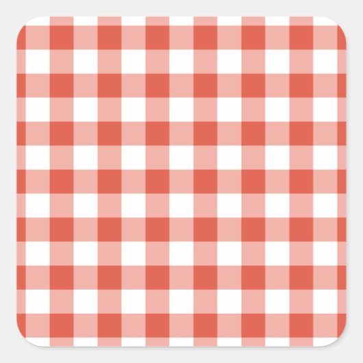 Orange and White Gingham Pattern Quadratischer Aufkleber (Vorderseite)