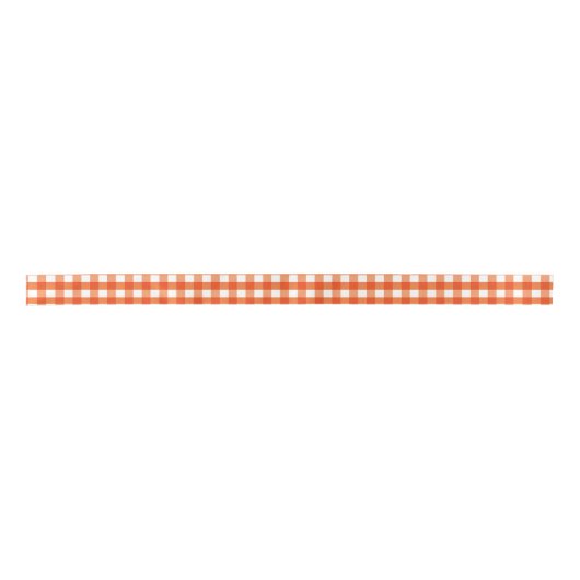 Orange and White Gingham Pattern Satinband (Vorderseite)