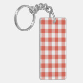 Orange and White Gingham Pattern Schlüsselanhänger (Vorderseite links)