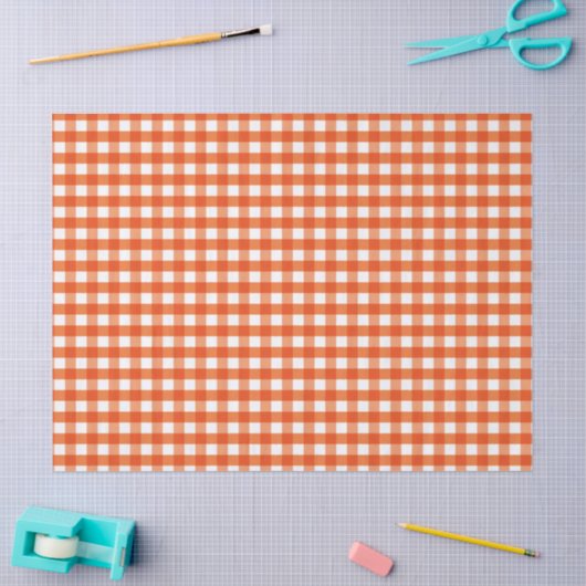 Orange and White Gingham Pattern Seidenpapier (Basteln)