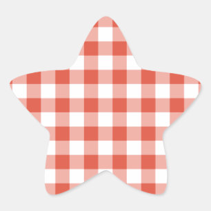 Orange and White Gingham Pattern Stern-Aufkleber