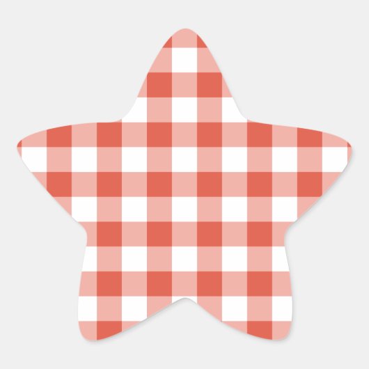 Orange and White Gingham Pattern Stern-Aufkleber (Vorderseite)