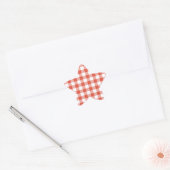 Orange and White Gingham Pattern Stern-Aufkleber (Umschlag)