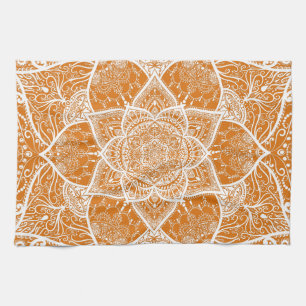 Orange and White Mandala - Loergann in Pumpkin Geschirrtuch