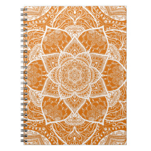 Orange and White Mandala - Loergann in Pumpkin Notizblock