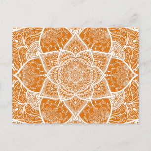 Orange and White Mandala - Loergann in Pumpkin Postkarte