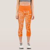Orange and White Mandala Yoga Capri (Vorderseite)