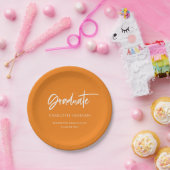 Orange and White Modern Script Graduation Party Pappteller (Party)