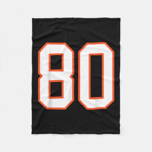 Orange and White Srts Number 80 Jersey Uniform Pla Fleecedecke (Vorderseite)