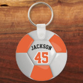 Orange and White Team Soccer ⚽ Ball Schlüsselanhän Schlüsselanhänger (Vorderseite)