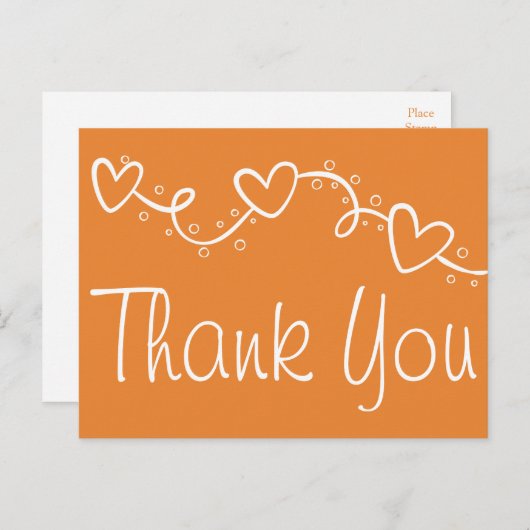 Orange and White Vielen Dank Herz Hochzeit im Herb Postkarte (Vorne/Hinten)