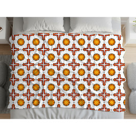 Orange and yellow mandala pattern fleecedecke