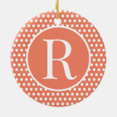 Orange Anfangsbuchstabe Polka Dot Keramik Ornament (Hinten)
