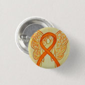 Orange Angel Awareness Ribbon Custom Art Buttone Button (Vorne & Hinten)