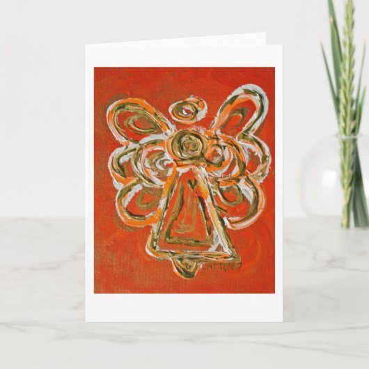 Orange Angel Greeting Card Feiertagskarte (Vorderseite)