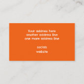 Orange Animal Print QR Code Visitenkarte (Rückseite)