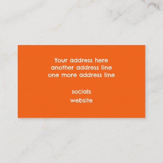 Orange Animal Print QR Code Visitenkarte (Rückseite)