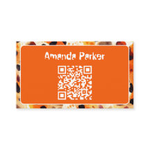 Orange Animal Print QR Code Visitenkarte