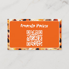 Orange Animal Print QR Code Visitenkarte