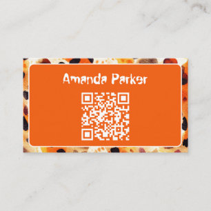 Orange Animal Print QR Code Visitenkarte