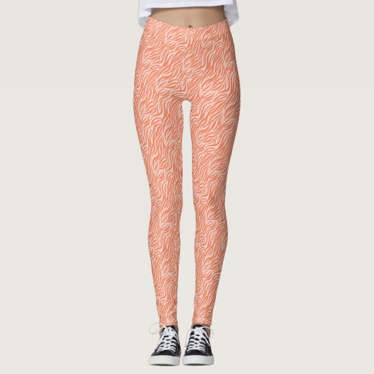 Orange Animal Print Tiger Streifen Leggings (Vorderseite)