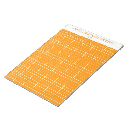 Orange Annual New Year Budgeting Notizblock (angewinkelt)
