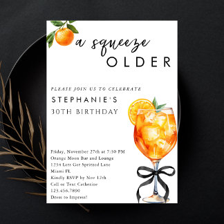 Orange Aperol Spritz A Squeeze Ältere 30. Geburtst Einladung