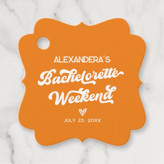 Orange Aperol spritz Bachelorette Geschenkanhänger (Vorderseite)
