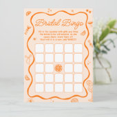 Orange Aperol Spritz Brautparty Bingo Game Card Einladung (Stehend Vorderseite)